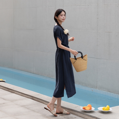 셔링 Linen string Long one piece