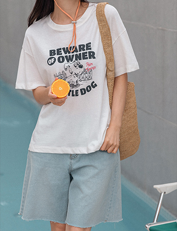 도그 printing Short-sleeve T-shirt Korea