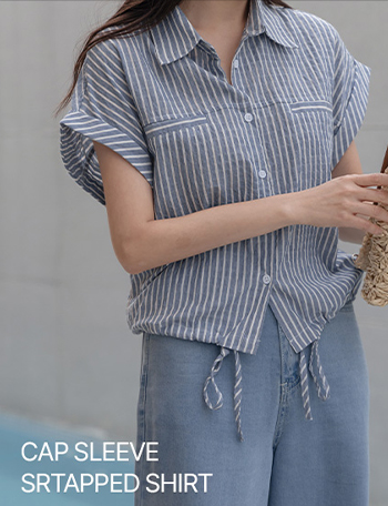 캡소매 Stripe String Shirt Korea