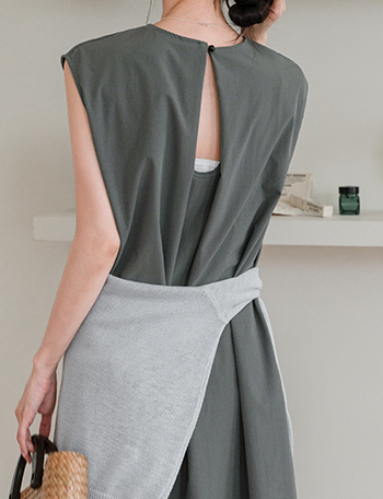 백엔드 단추 바스락 쿨 Sleeveless shirts Dress Korea