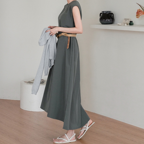 백엔드 단추 바스락 쿨 Sleeveless shirts Dress