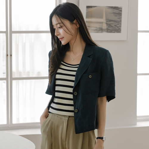Oat Linen Two button Jacket