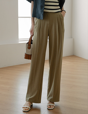 Jam Inbanding Pintuck Straight Wide Slacks Korea
