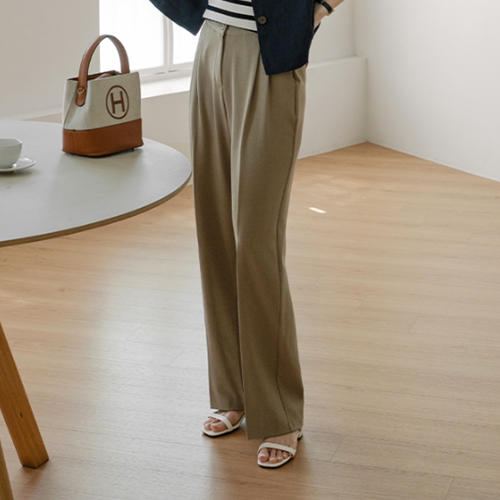 Jam Inbanding Pintuck Straight Wide Slacks