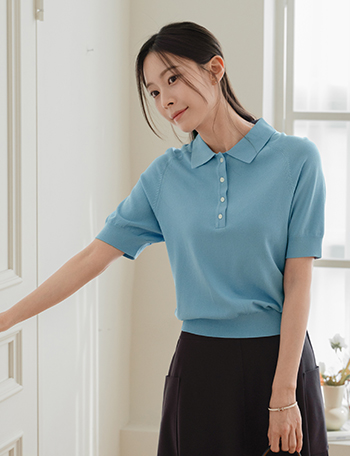 Soda Vivid Collar Short-sleeve Knitwear Korea