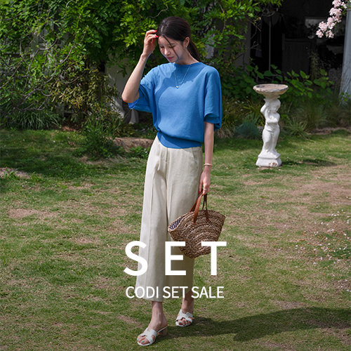 [Codi set] Linen Stingray-shaped Knitwear+Perfect Pants 84ver (Linen-wide)