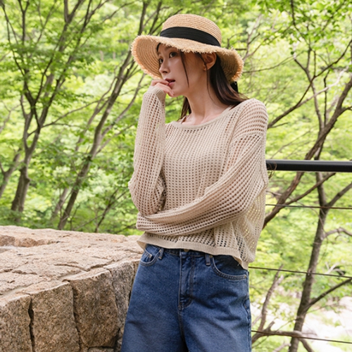 Net Punching Knitwear Layered Set