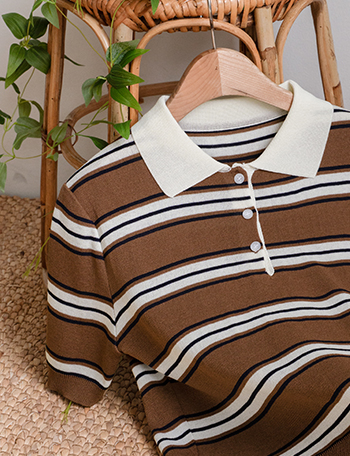 Monet Stripe Collar Knitwear Korea