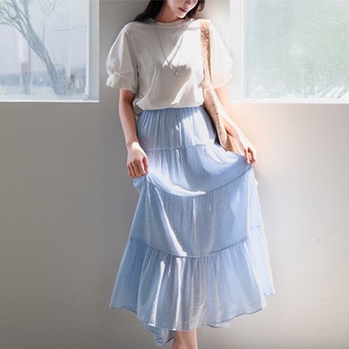 Stripe Cancan Banding Skirt
