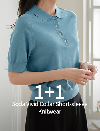 [1+1] Soda Vivid Collar Short-sleeve Knitwear Korea