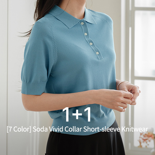 [1+1] Soda Vivid Collar Short-sleeve Knitwear