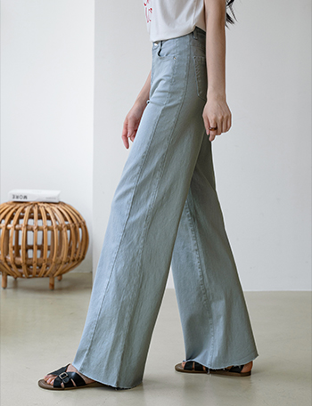 Cutting Span Wide Boots Cut Cotton Pants Korea