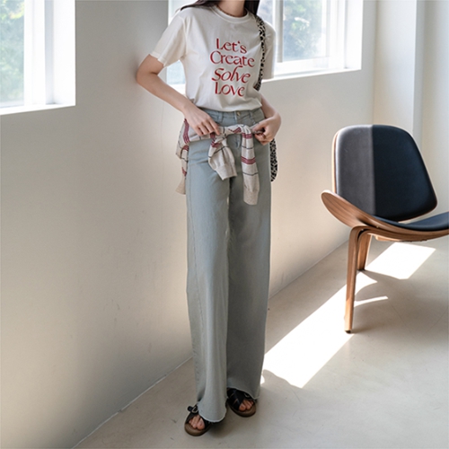 Cutting Span Wide Boots Cut Cotton Pants