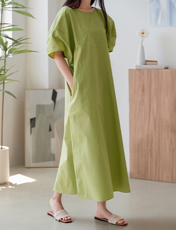 Tulip Sleeves Rustling Long Dress Korea