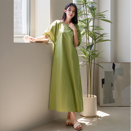 Tulip Sleeves Rustling Long Dress