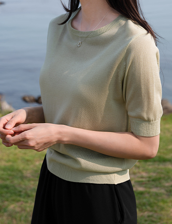 Washable Round Short-sleeve Knitwear Korea