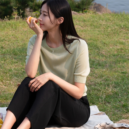 Washable Round Short-sleeve Knitwear