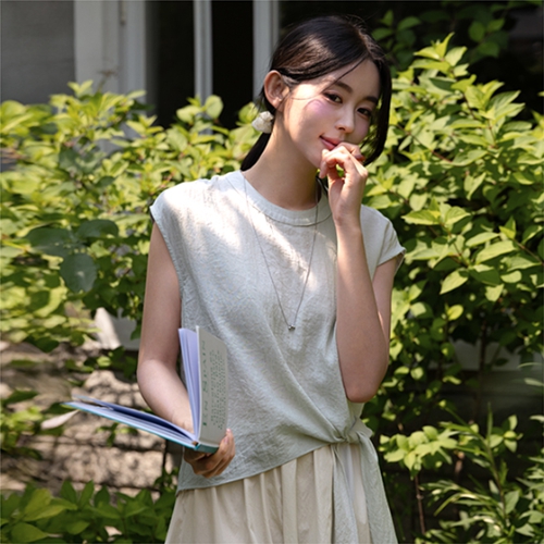 Modal Tie Cap Sleeves Blouse