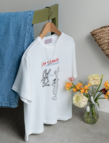 Cheese silk printed short-sleeved T-shirt Korea