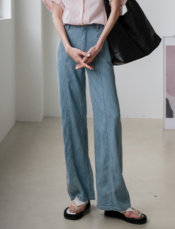 Summer Incision Wide Denim Pants Korea