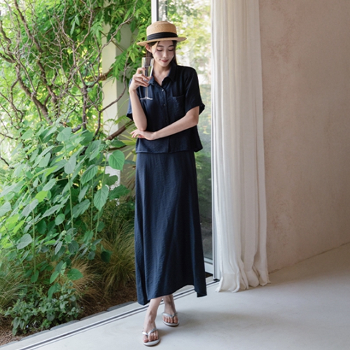 Linen Shirt Dress Set