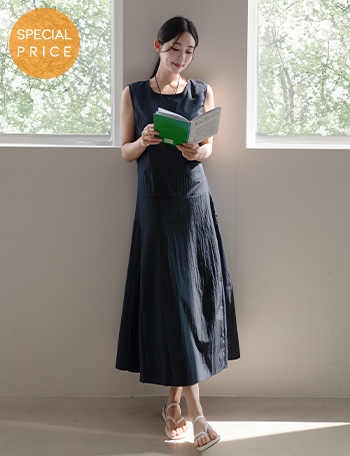 [Special Sale] Rustling Incision Sleeveless shirts Long Dress Korea