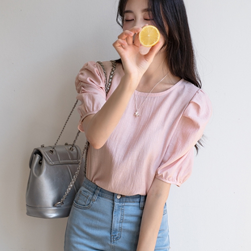 Sleeve Shirring Short-sleeve Blouse