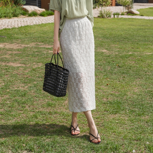 Rib Flower lace line Skirt