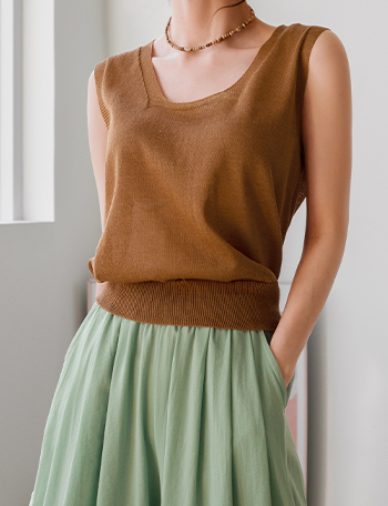 Surfer Linen Holament Knitwear Sleeveless shirts Korea