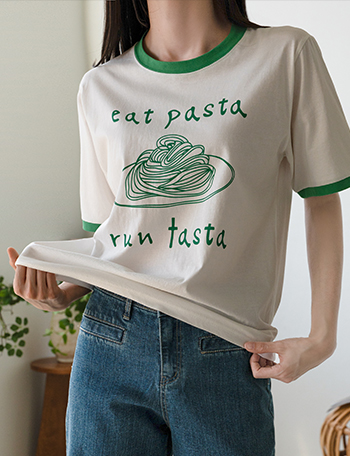 Pasta Printing Color Matching T-shirt Korea
