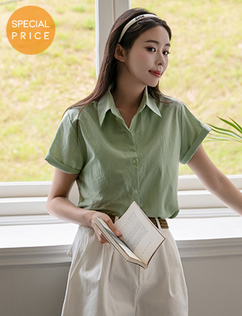 [Special Sale] Colorful Semi-crop Short-sleeve Shirt Korea
