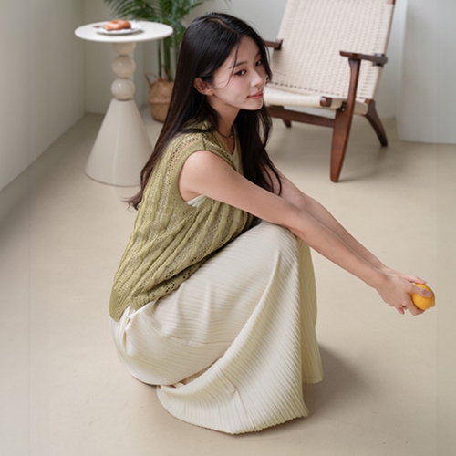 Pleats layered Sleeveless shirts Dress