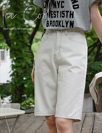 아이스쿨 stitch Banding 5부 Pants Korea