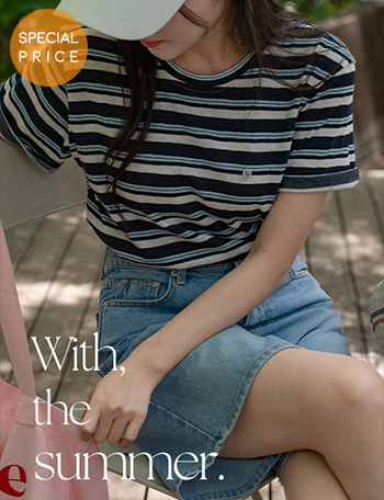 [Special Sale] Happy Linen horizontal striped T-shirt Korea