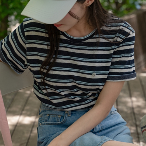 [Special Sale] Happy Linen horizontal striped T-shirt