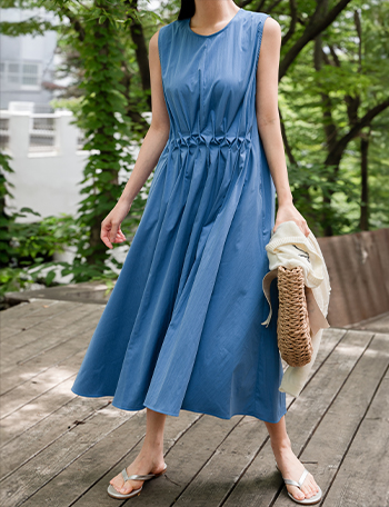 Summer And Wrinkles Sleeveless Shirts Dress Korea