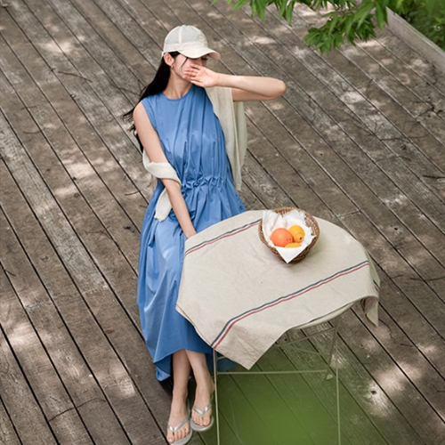 Summer And Wrinkles Sleeveless Shirts Dress