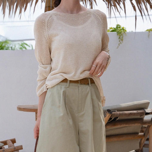 Loose Leglan Linen Knitwear