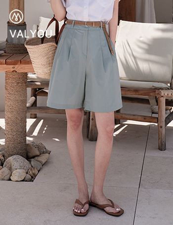 [valyou] Rustling Two-pin tuck Banding Short Pants Korea