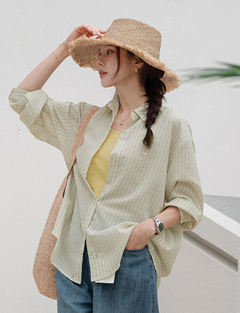Cool Pendant Stripe Shirt Korea