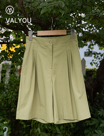 [valyou] Two-pin tuck Half-length Banding Pants Korea