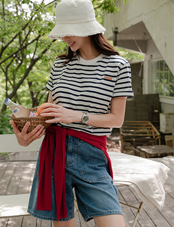 Steel Patch Stripe T-shirt Korea
