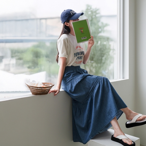 Denim Cancan Banding Skirt