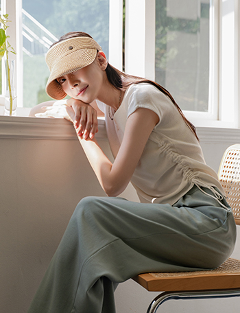 Summer V Shirring Cap Knitwear Korea