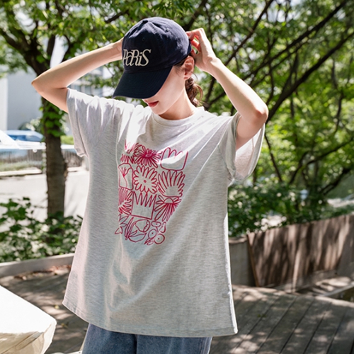 Flower Loose Fit Short-sleeve T-shirt