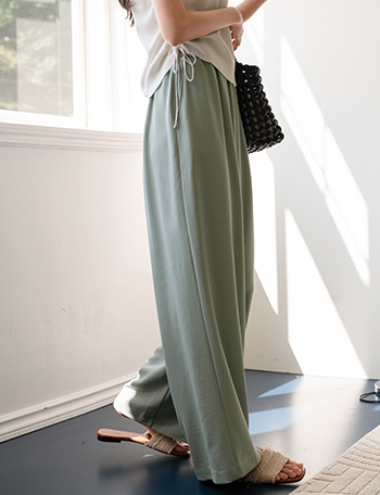 Linen Wide Banding Pants Korea