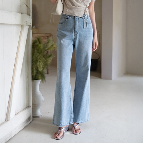 Back Button Boot Cut Banding Denim