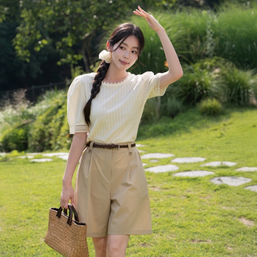 Renne Seersucker Puff Blouse