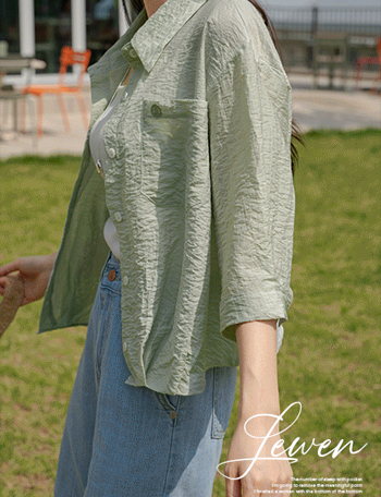Lewen Pocket 3/4 sleeve Wrinkle Shirt Korea