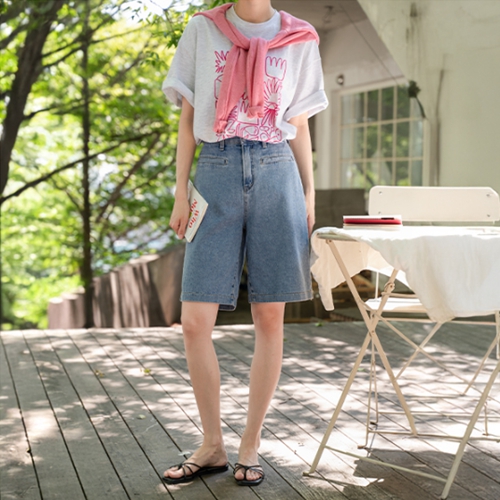 [valyou] Hidden Pocket Denim Shorts